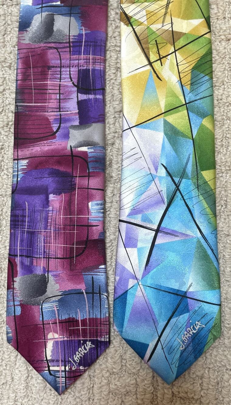 Lot 2 Jerry J Garcia Ties Blue Purple Silk NWOT Collectors Edition Facets Scales